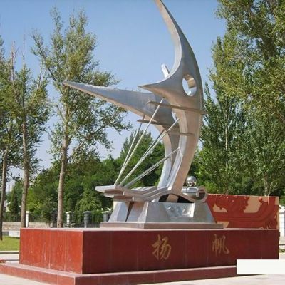 抽象不锈钢帆船博鱼网页版 杨帆校园广场景观博鱼网页版