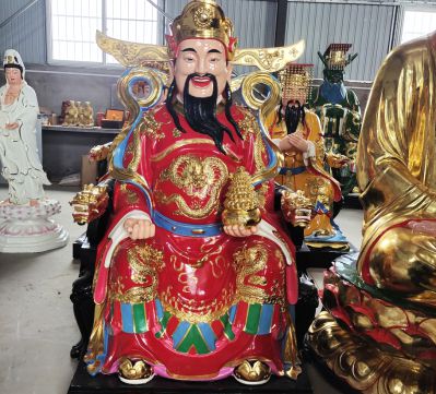 玻璃钢彩绘手拿元宝寺庙供奉神佛财神博鱼网页版