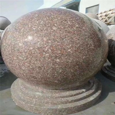 学校广场花岗岩芝麻灰石墩子拦车石路障圆球