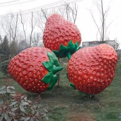 户外公园大型玻璃钢彩绘仿真草莓景观摆件