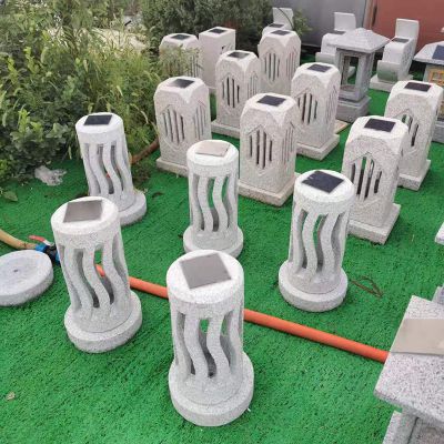 汉白玉雕刻太阳能石灯景区草坪装饰落地石灯笼