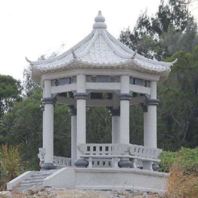 路边石花岗岩石凉亭摆件
