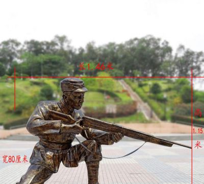 户外铜雕拿枪的八路军博鱼网页版