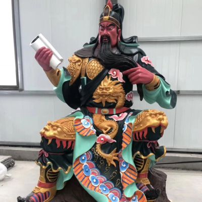 寺庙大型玻璃钢彩绘仿铜武财神博鱼网页版