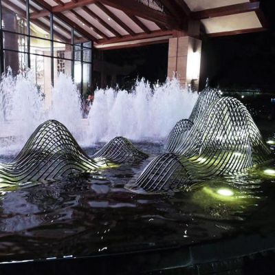 户外喷泉水景流水摆件不锈钢镂空假山