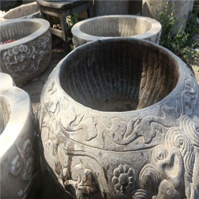 青石石雕浮雕圆形水缸博鱼网页版