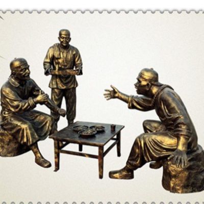户外街头喝酒划拳的玻璃钢仿铜人物博鱼网页版