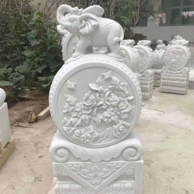 汉白玉石雕园林大型镇宅抱鼓石博鱼网页版 