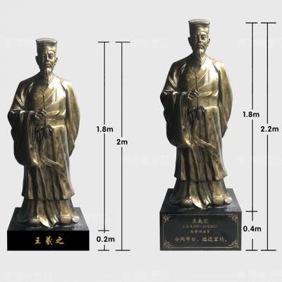 花园城市观景区玻璃钢仿铜漆金王羲之博鱼网页版