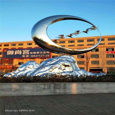 城市广场不锈钢抽象圆环博鱼网页版