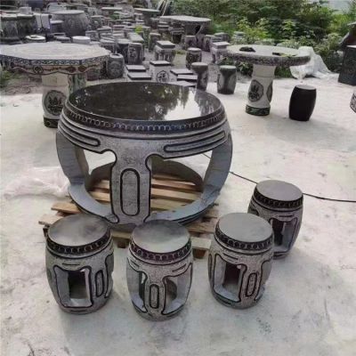 家用户外庭院青石石雕空心创意石桌石凳