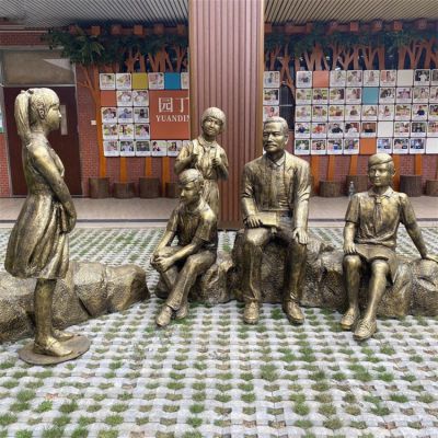 步行街玻璃钢仿铜人物情景博鱼网页版