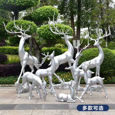 银色梅花鹿动物博鱼网页版摆件