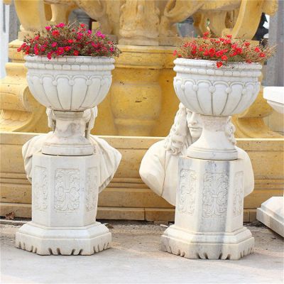 大理石浮雕欧式花盆别墅花园装饰摆件