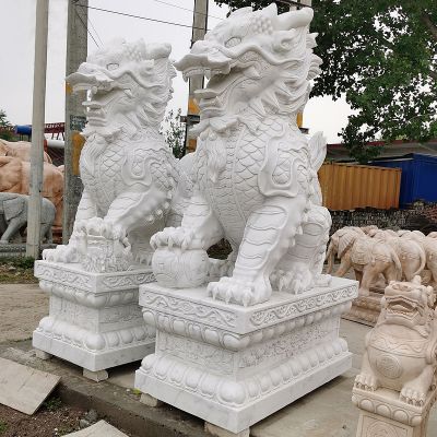 庭院别墅汉白玉大型景观神兽麒麟博鱼网页版