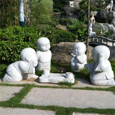 寺庙石雕小和尚摆放 园林石头小沙弥博鱼网页版