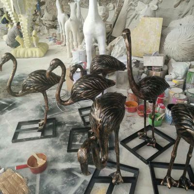 不锈钢仿铜大型景观摆件火烈鸟博鱼网页版