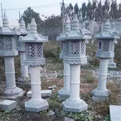 寺庙景观石灯 中式仿古大理石雕灯塔 户外照明石灯笼 博鱼网页版