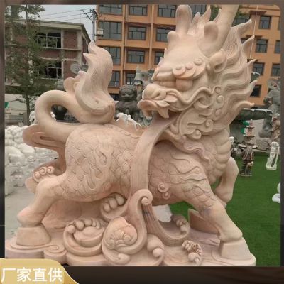 晚霞红大理石石雕麒麟博鱼网页版