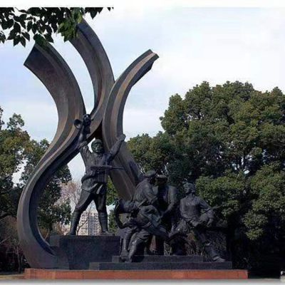 广场摆放红色文化八路军人物不锈钢景观博鱼网页版