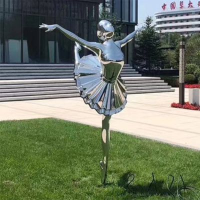 不锈钢抛光镜面抽象跳芭蕾舞女孩公园摆件博鱼网页版