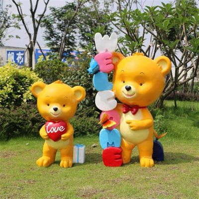 玻璃钢卡通彩绘户外园林景观小熊博鱼网页版摆件