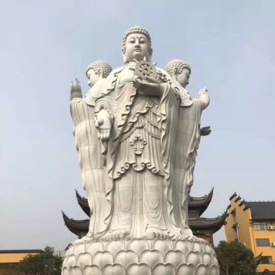 景区大型大理石石雕三面如来佛祖博鱼网页版