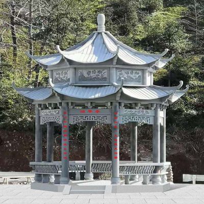 大型公园景区大理石石雕双层凉亭博鱼网页版