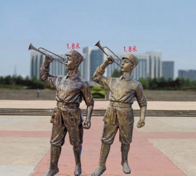 景区吹号角的铜铸八路军博鱼网页版