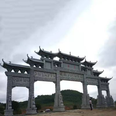 大型石雕户外景区多门中式牌坊