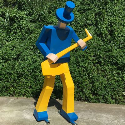 吹萨克斯的块面抽象人物