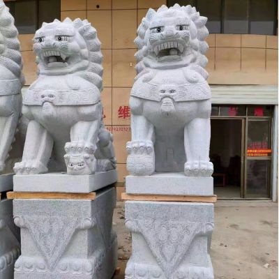 大理石花岗岩石雕狮子   企业大门摆放狮子博鱼网页版
