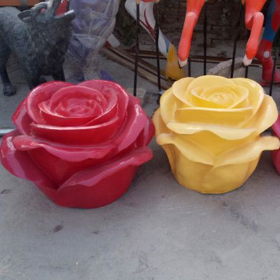 仿真玻璃钢玫瑰花博鱼网页版商场美陈摆件