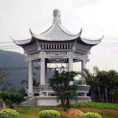 园林摆放青石雕刻六角中式凉亭博鱼网页版