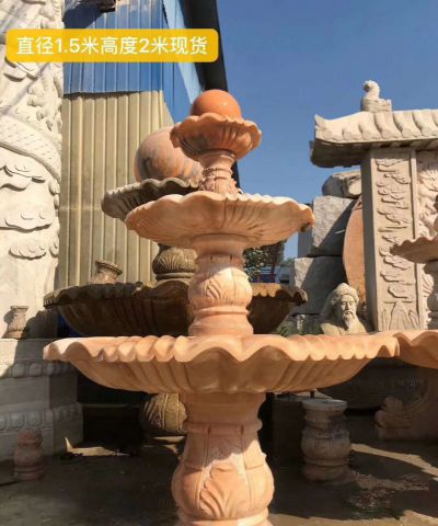 晚霞红大型风水球博鱼网页版小区景观喷泉石雕