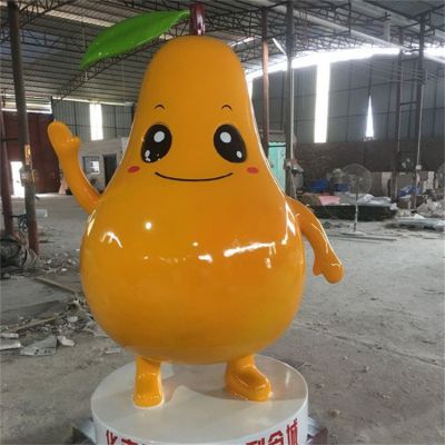 采摘园摆放玻璃钢卡通鸭梨吉祥物标识