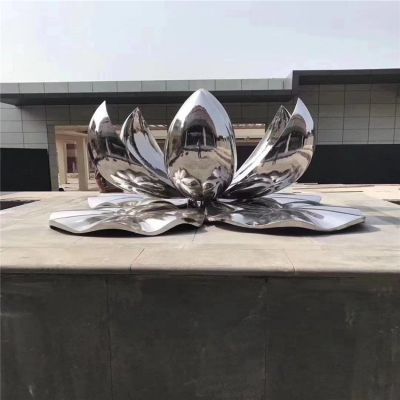 不锈钢镜面荷花小品博鱼网页版园林喷泉摆件