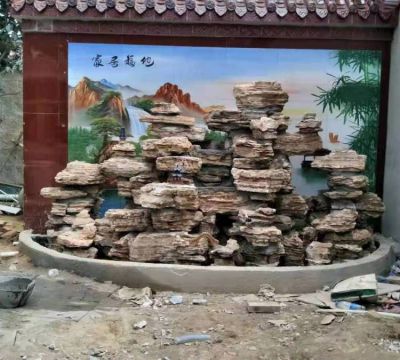 小区户外造景千层石水泥假山鱼池园林景观博鱼网页版