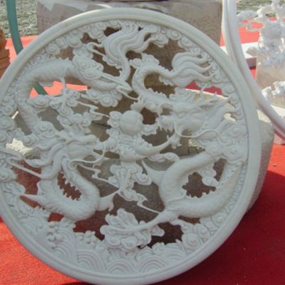 大型汉白玉景观石雕壁画 室外装饰影壁墙 镂空浮雕文化墙博鱼网页版