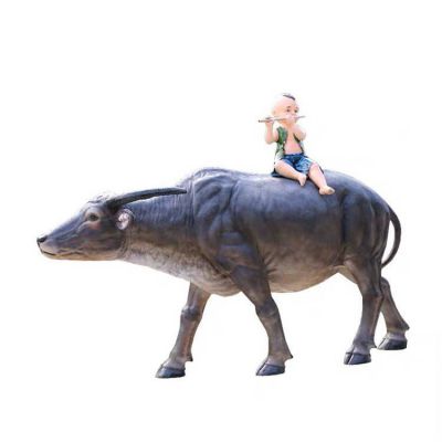  农场草坪装饰农耕牧童骑水牛玻璃钢博鱼网页版