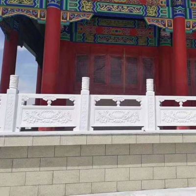 汉白玉石材浮雕荷花仿古建筑寺院防护栏杆