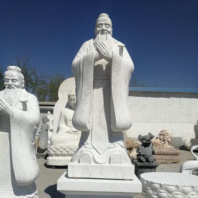 广场摆放石雕汉白玉孔子像大理石校园教育家博鱼网页版