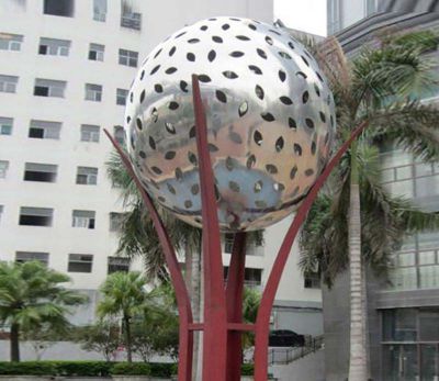 城市创意抽象工艺不锈钢镂空球博鱼网页版