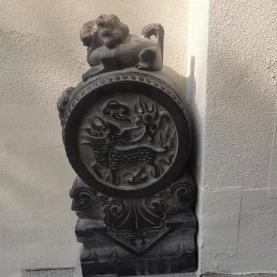 青石浮雕麒麟庭院门口辟邪抱鼓石博鱼网页版