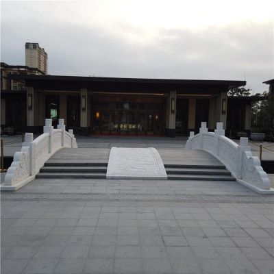 售楼部门前装饰石拱桥汉白玉防护栏杆