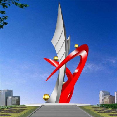 城市广场不锈钢抽象校园标志景观摆件