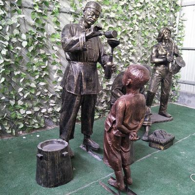铜雕户外园林打酱油的人物景观博鱼网页版