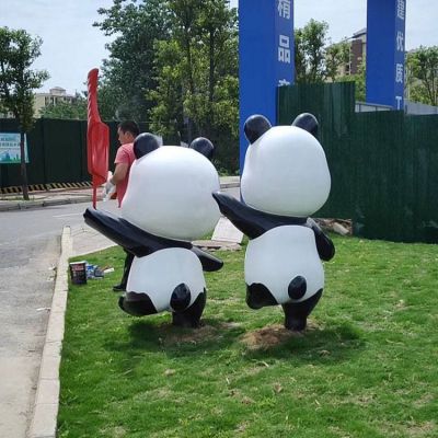 户外公园创意玻璃钢卡通园林抽象熊猫博鱼网页版