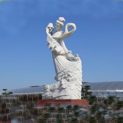 景点摆放汉白玉浮雕花仙子人物雕像