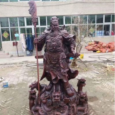 家居玻璃钢仿铜大型九龙王武财神摆件